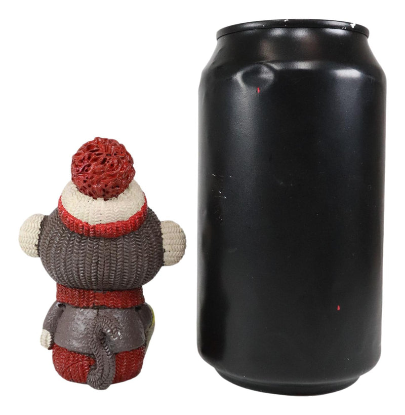 Ebros Furrybones Sock Munky Figurine in Stuffed Sock Monkey Costume 3 Inch Tall
