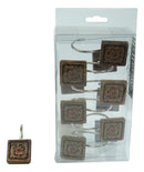 Rustic Scroll Floral Blossoms Tooled Leather Bathroom Shower Curtain Hooks 12pk