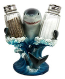 Ebros Ocean Apex Predator Great White Shark Salt And Pepper Shakers Holder Set