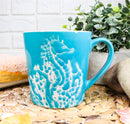 Ebros Nautical Marine Seahorse Drinking Beverage Blue Stoneware Ceramic Mug 16oz