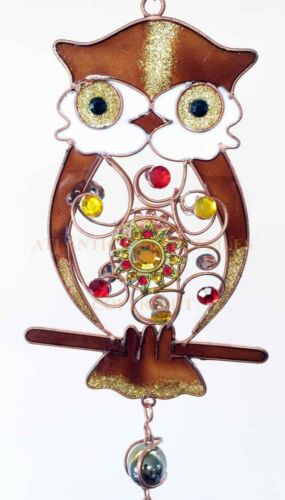 Ebros Whimsical Hoot Owl Resonant Relaxing Copper Wind Chime Garden Patio