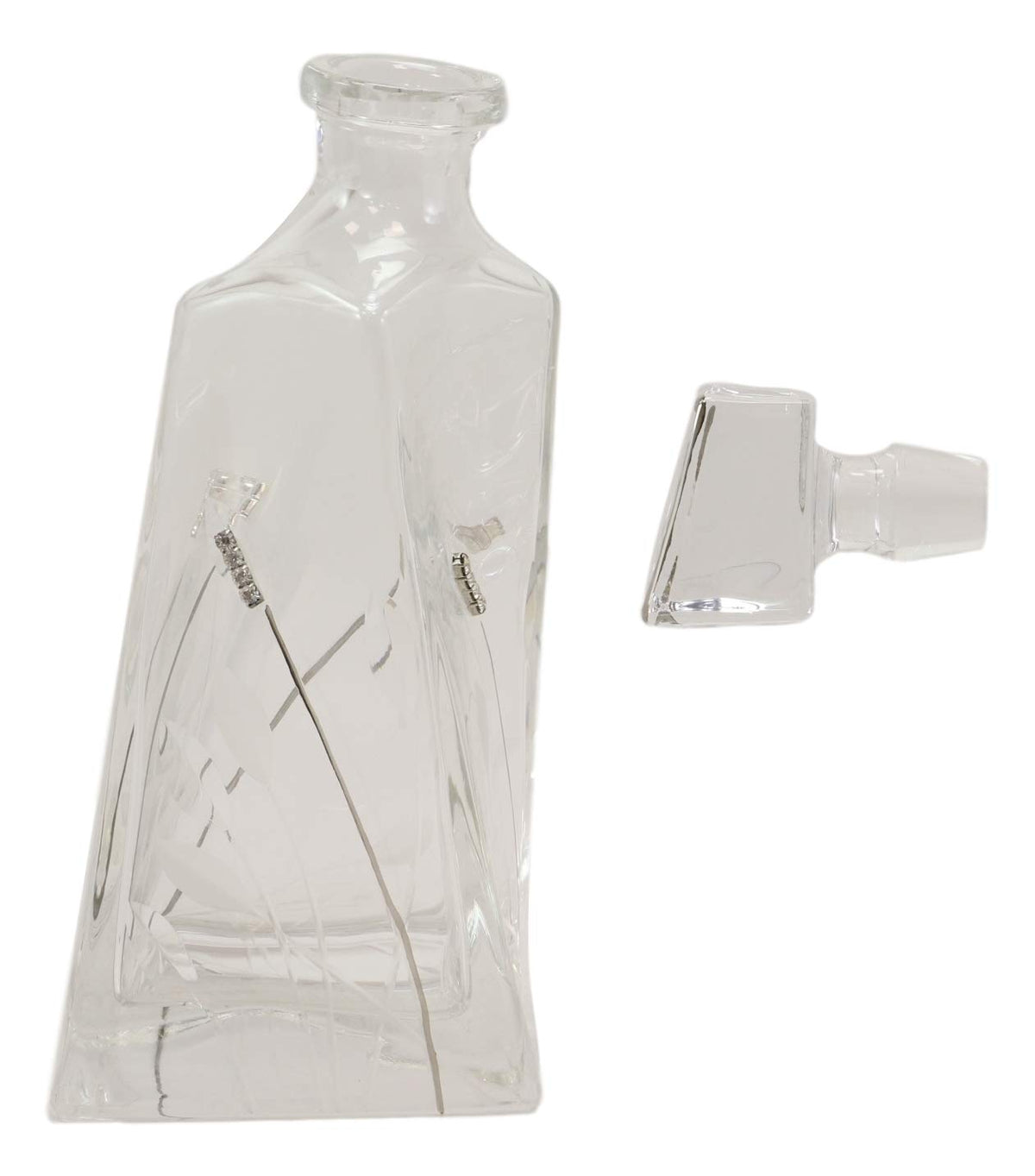 7 Piece Whiskey Scotch Brandy Set Elegant Clear Glass Decanter And DOF Glasses - Ebros Gift