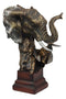 Ebros Bush Elephant Bust On Woodlike Pedestal for African Jungle Safari Decor