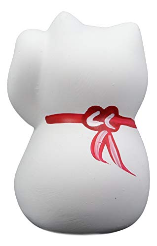 Ebros Japanese Lucky Charm Beckoning Cat White Maneki Neko With Baby Bib Mini Figurine