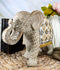 Silver Grey Accent Mosaic Design Noble Elephant With Trunk Up Statue 9"L Decor