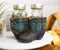Ebros Fancy Beads Turquoise Pair Of Cowgirl Boots Salt and Pepper Shakers Holder Set