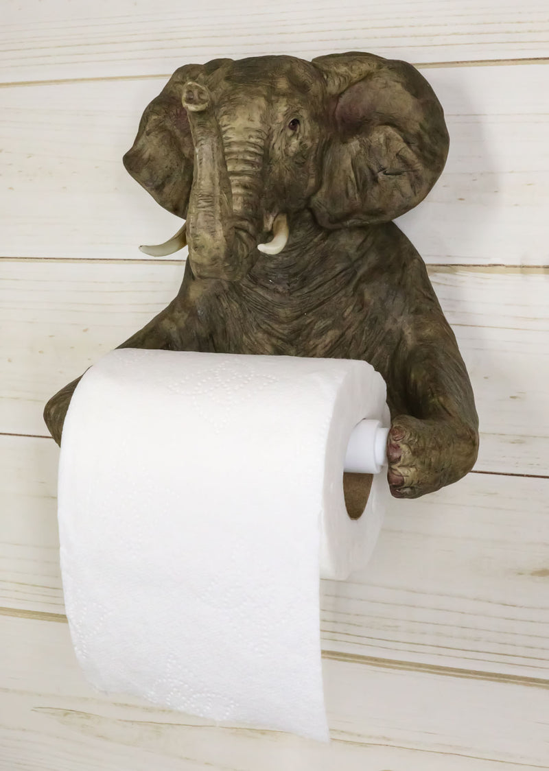 Ebros Pachyderm Servant Safari Elephant Holding Toilet Tissue Paper Holder