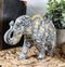 Ebros Silver Gold Patterned Elephant 6.5"L Feng Shui Elephant Mother Figurine