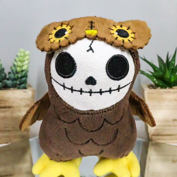 Ebros Furry Bone Skeleton Hootie The Brown Owl Plush Toy Doll