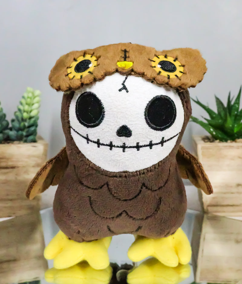 Ebros Furry Bone Skeleton Hootie The Brown Owl Plush Toy Doll Collectible 5.75"H