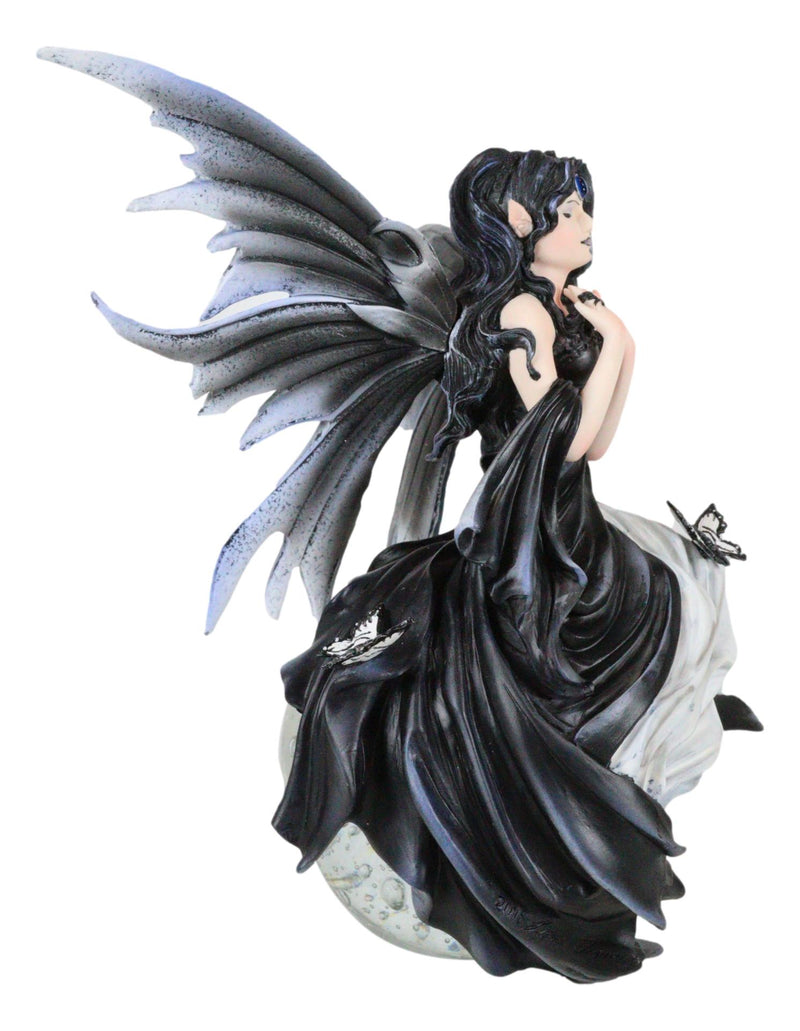 Fantasy Gathering Storm Gothic Fairy Sitting On Bubble Moon Glass Ball Statue