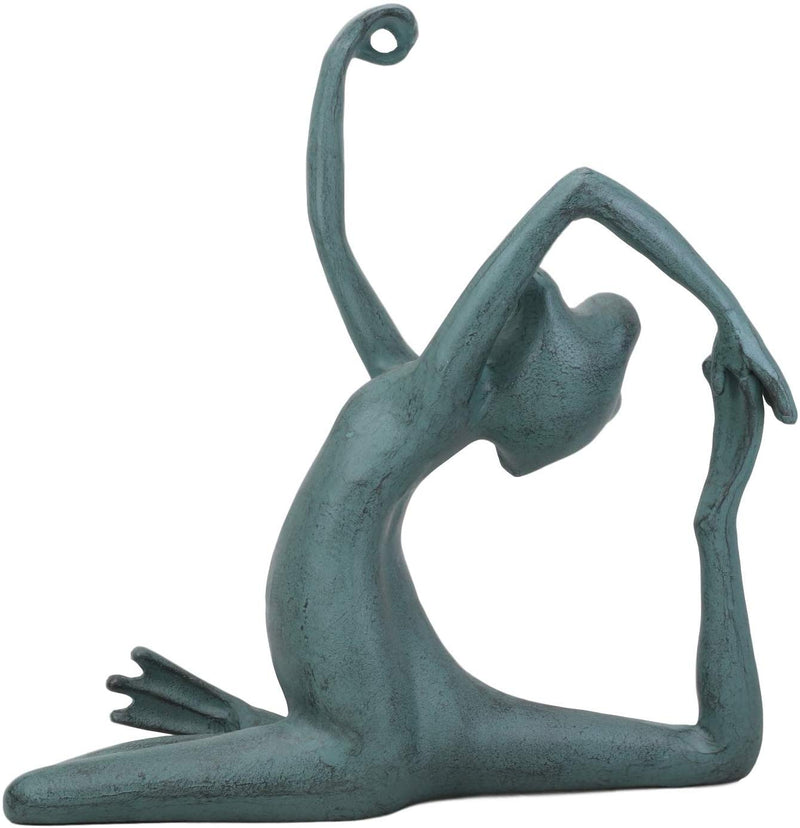 Ebros Large Aluminum Frog in Lizard Pose Yoga Stretch Garden Statue 15" Long