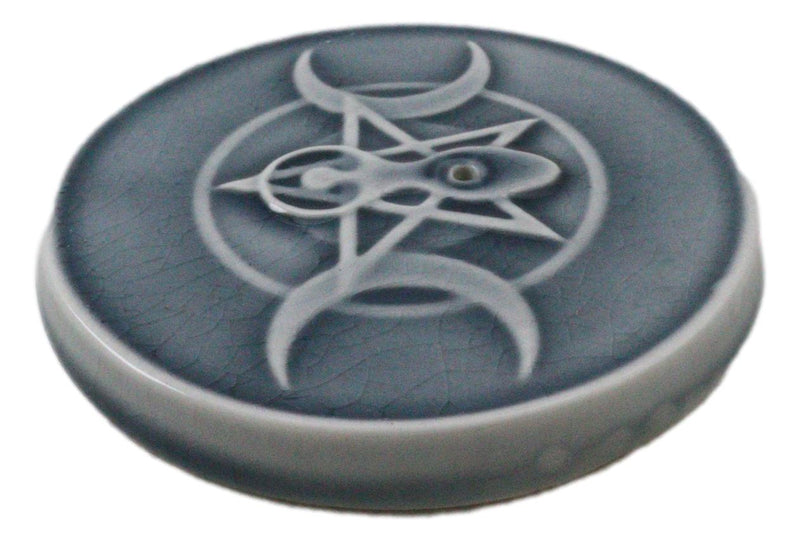 Wicca Spiral Sacred Moon Triple Goddess Pentagram Incense Stick Holder Burner