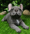 Realistic Lifelike Gray French Bulldog Puppy Sitting On Belly Figurine Frenchie