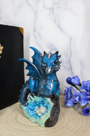 Ebros Gift Adorable Quartzite Blue Baby Dragon On Fossil Cove Figurine 5"H
