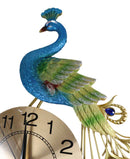 35"H Large Peacock Bird Iris Train Colorful Gold Plated Metal Analog Wall Clock