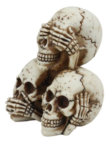 Stacked See Hear Speak No Evil Skulls Figurine Halloween Skeleton Decoration