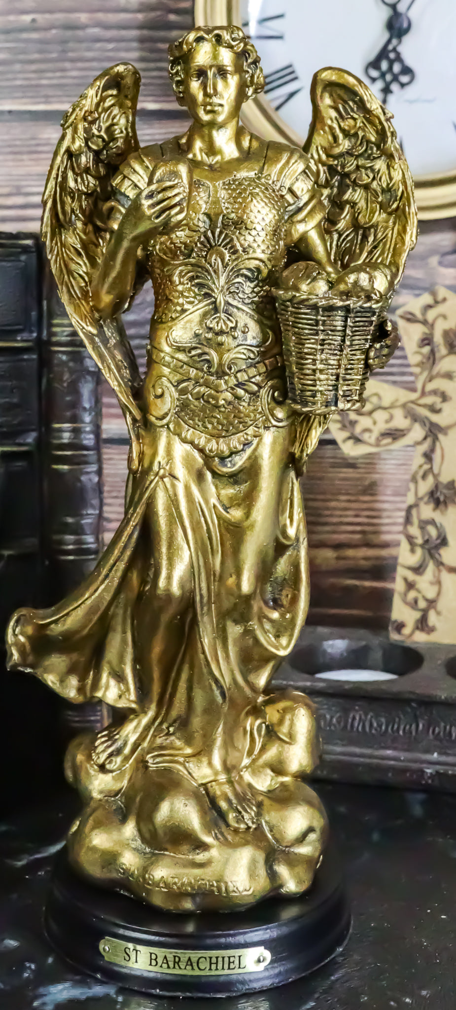 Byzantine Catholic Church Archangel Saint Barachiel Statue 8"H God's Provision