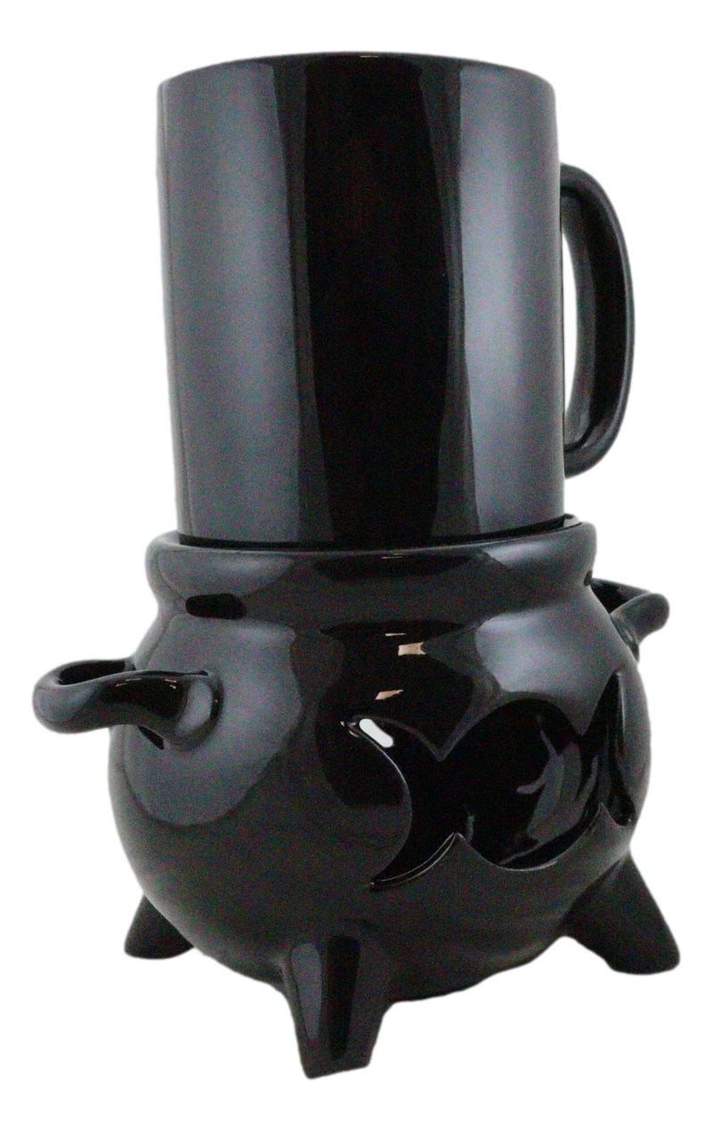 Wicca Triple Moon Cauldron Cup With Candle Holder Mug Warmer Shadow Caster Set