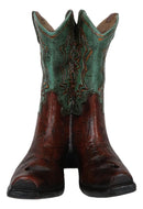 Rustic Western Teal Green Tooled Leather Cowboy Boot Cell Phone Book Easel Stand