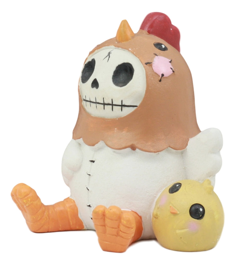 Ebros Furry Bones Chicken Nugget with Yellow Chick Figurine 3.5" Tall Skeleton