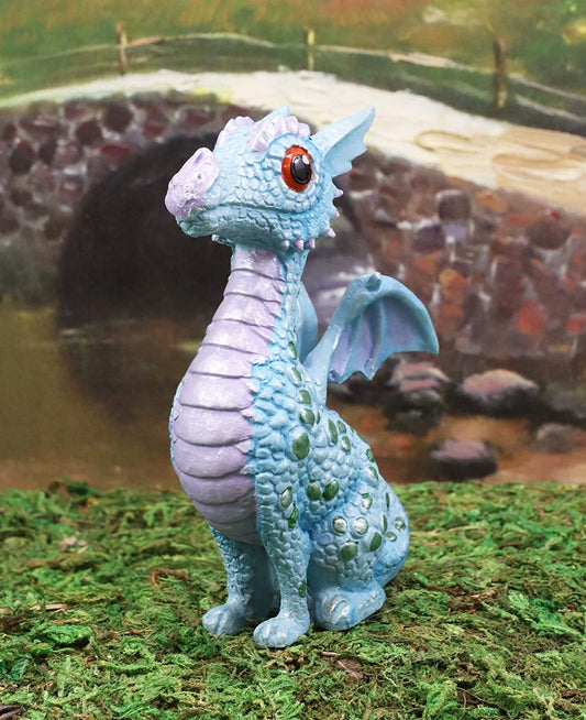 Ebros Whimsical Aqua Blue Wyrmling Baby Hatchling Dragon Figurine 4.75"H - Ebros Gift