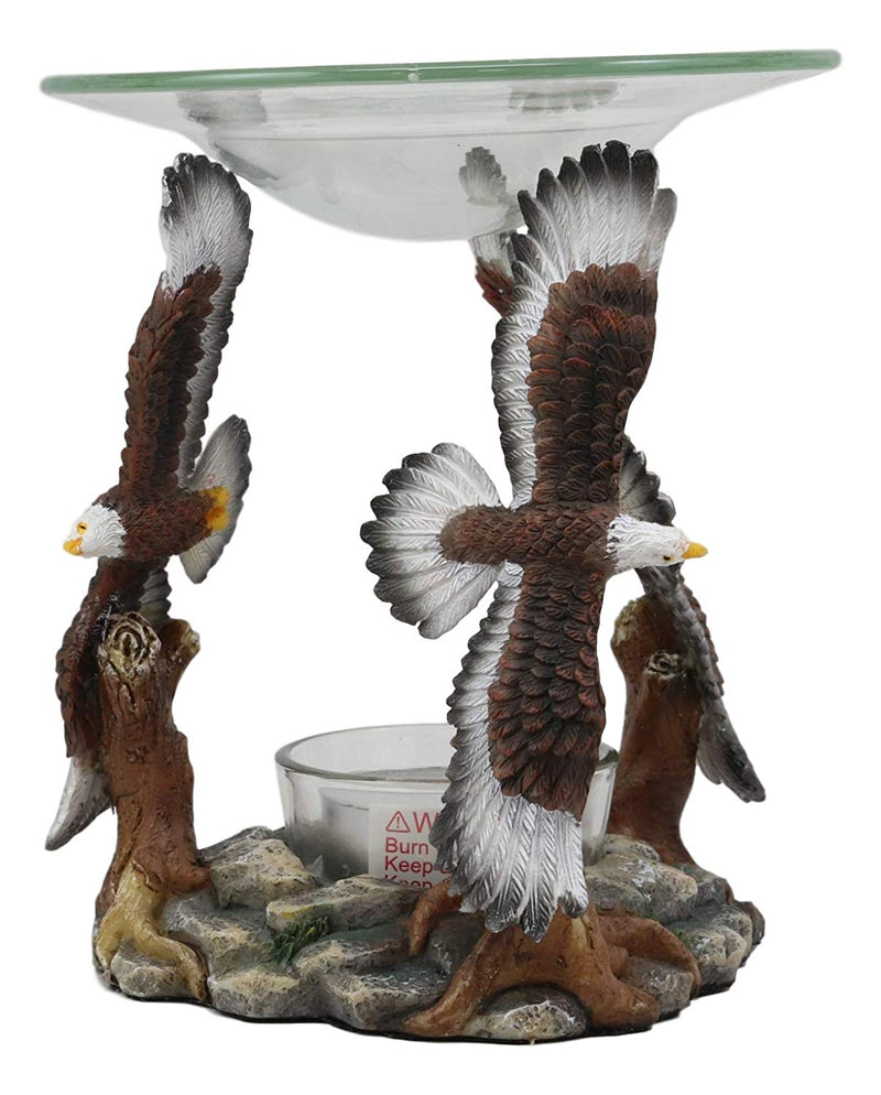 Ebros King Of The Sky Soaring Trinity Bald Eagles Oil Wax Warmer Candle Holder Statue