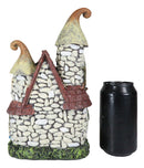 Fairy Garden LED Light Up Cottage Stone House With 2 Roofs Blue Door Figurine