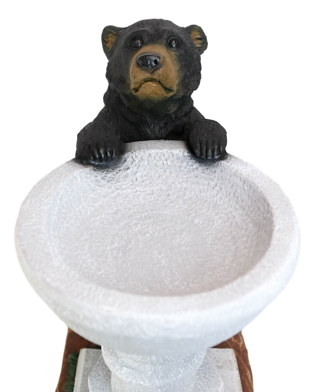 Rustic Black Bear by Wishing Fountain Bird Feeder Or Bath Garden Statue 27"H
