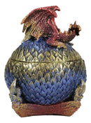 Ebros Red Wyrmling Dragon On Dragon Claw Scaly Colorful Decorative Box Figurine