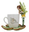 Ebros Fantasy Pixie Beverage Teacup Fairy Standing On Flower Saucer Display Stand Holder Statue with Dream Eden Coffee Mug Set for Whimsical Tea Party Decor Accent of Fairies Nymphs Pixies (Green)