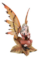 Fantasy Autumn Fall Forest Monk Fairy Fae Blowing Wish Bubbles Figurine