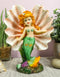 Ebros 6.75"H Colorful Nautical Mermaid Mergirl With Giant Shell And Green Tail Statue