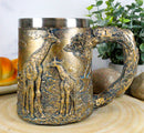 Ebros Giraffe And Calf Family Coffee Mug Textured With Rustic Tree Bark Design