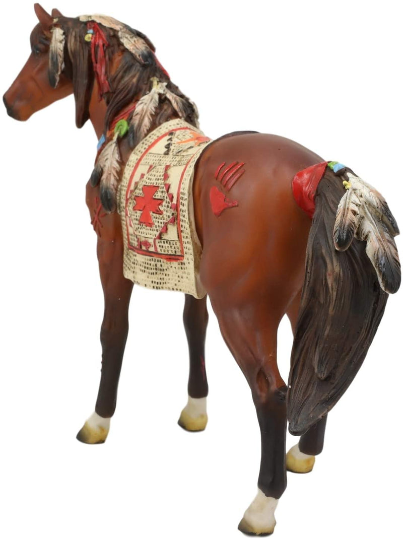 Ebros Spirit Horse with Painted Tapestry Saddle Hand Crafted Statue 9.5" Long