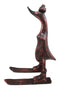 Balinese Wood Handicrafts "Bebek Angsa" Royal Maroon Red Skiing Duck Figurine