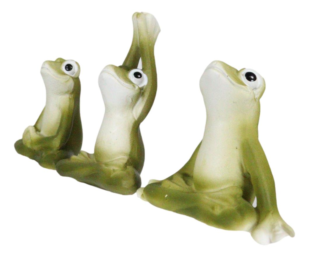 Ebros Zen Garden Inner Peace Yoga Frogs Set of 3 Figurine Collectible