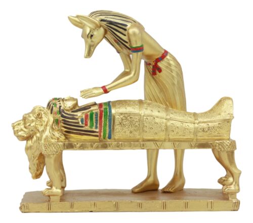 Ebros Egyptian God Of The Dead Golden Anubis Embalming Pharaoh Mummy Statue