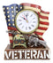 Patriotic American Veteran Fallen Soldier USA Flag Rifle Helmet Table Clock