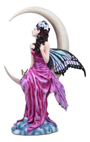 Large Amethyst Moon Celestial Butterfly Fairy Statue 11"Tall By Nene Thomas