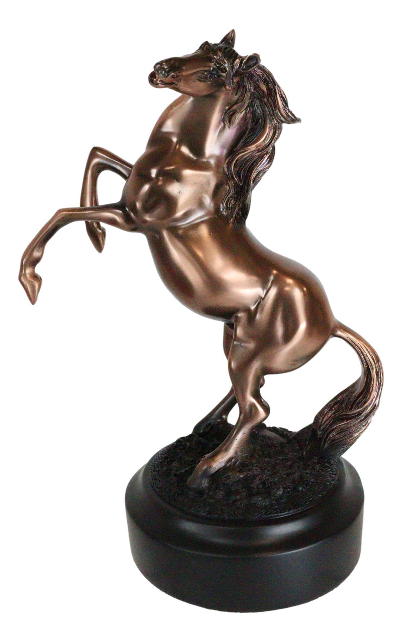 Western Black Beauty Prancing Horse Bronzed Resin Figurine With Museum Base