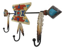 Southwestern Boho Chic Aztec Turquoise Arrow Feathers 3-Pegs Wall Hooks Decor