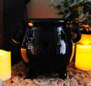 Wicca Witchcraft Pentagrams Black Cauldron Essential Oil Warmer Candle Holder