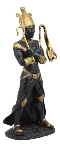 Ebros Egyptian God of The Dead Osiris Holding Crook and Flail Statue In Black And Gold - Ebros Gift