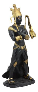 Ebros Egyptian God of The Dead Osiris Holding Crook and Flail Statue In Black And Gold