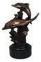 Gay Dolphins Swimming By Ocean Coral Reef Electroplated Bronze Resin Figurine