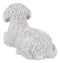 Realistic Adorable White Bichon Frise Puppy Dog Lying On Belly Pet Pal Figurine