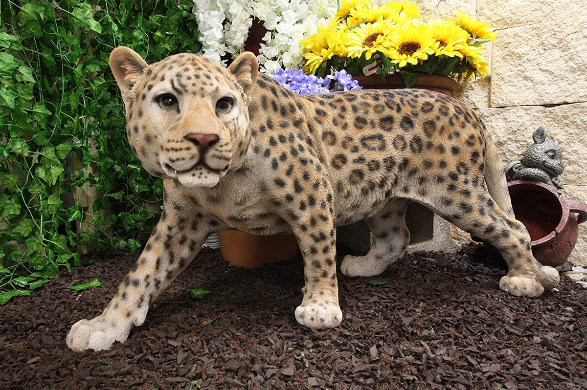 Large Lifelike Prowling Jaguar Statue 33"L Panther Cougar Puma Giant Cat Decor