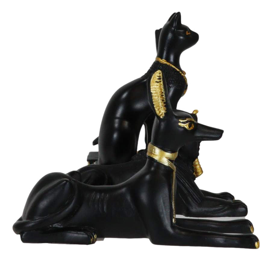 Egyptian Gods Horus Androsphinx Bastet And Anubis Mini Figurines Set of 4 - Ebros Gift