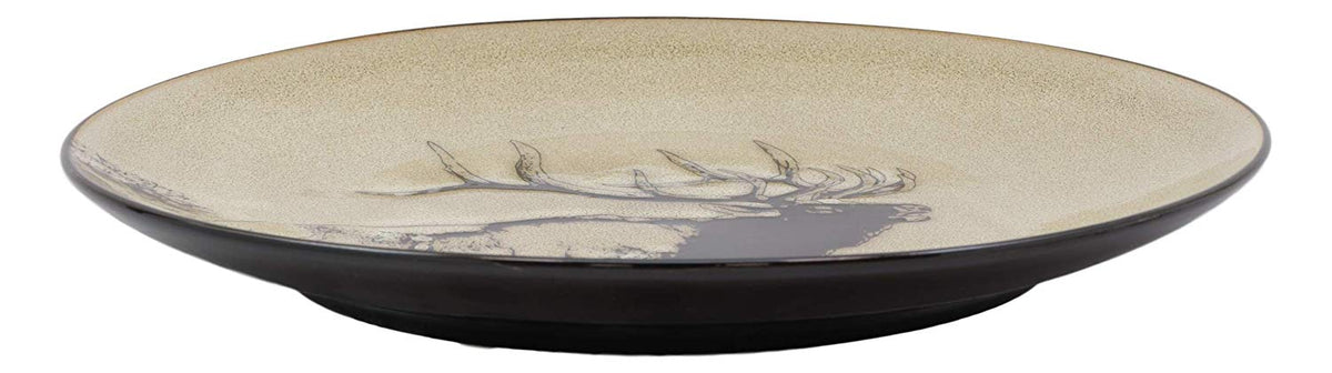 Ebros Forest Giant Emperor Bull Elk Large Round Dinner Plate Set of 2 10.75"D